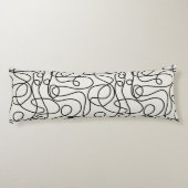 ドードルラインアートパターン |クリームに黒 ボディピロー (裏面)