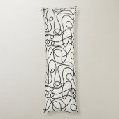 ドードルラインアートパターン |クリームに黒 ボディピロー (裏面 (縦))