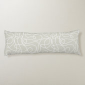 ドードルラインアートパターン |ベージュ/ウォームグレーの白 ボディピロー (裏面)