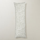 ドードルラインアートパターン |ベージュ/ウォームグレーの白 ボディピロー (裏面 (縦))