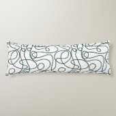 ドードルラインアートパターン |濃いエメラルドグリーン/白 ボディピロー (正面)