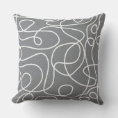 ドードルラインアートパターン |灰色の白 クッション (正面)