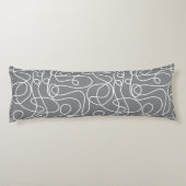 ドードルラインアートパターン |灰色の白 ボディピロー (裏面)