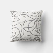 ドードルラインアートパターン |白にグレー クッション (裏面)