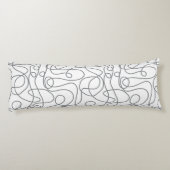 ドードルラインアートパターン |白にグレー ボディピロー (裏面)