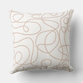 ドードルラインアートパターン |白にソフトテラコッタ クッション (裏面)