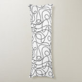 ドードルラインアートパターン |白のグラファイト ボディピロー (正面縦)