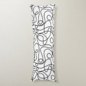 ドードルラインアートパターン |白黒表示 ボディピロー (正面縦)