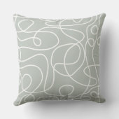 ドードルラインアートパターン |薄い灰色の緑に白 クッション (裏面)