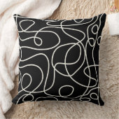 ドードルラインアートパターン |黒のクリーム クッション (ブランケット)