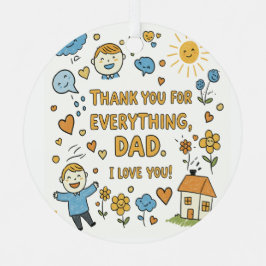 ドードルラブパパプリント「ありがとうパパ」 メタルオーナメント