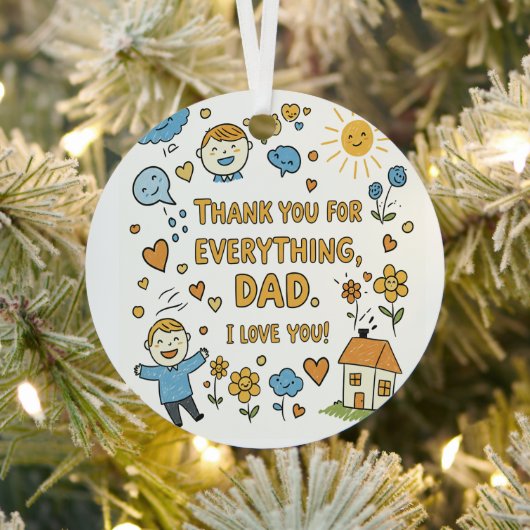ドードルラブパパプリント「ありがとうパパ」 メタルオーナメント (インサイチュ)