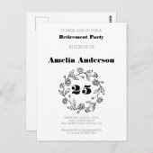 ドードルリタイアモダンルフラワーブラック ポストカード (正面/裏面)