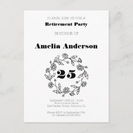 ドードルリタイアモダンルフラワーブラック ポストカード