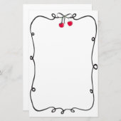 ドードルリボンフレーム非常にさくらんぼ 便箋 (正面/裏面)