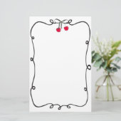 ドードルリボンフレーム非常にさくらんぼ 便箋 (スタンド正面)