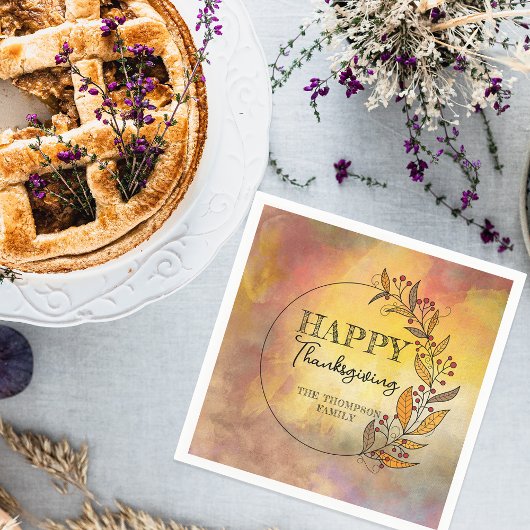 ドードルリースとベリー葉感謝祭の スタンダードカクテルナプキン