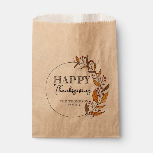 ドードルリースとベリー葉感謝祭の フェイバーバッグ (正面)