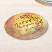 ドードルリースとベリー葉感謝祭の ラウンドペーパーコースター (アングル)