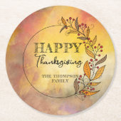 ドードルリースとベリー葉感謝祭の ラウンドペーパーコースター (正面)