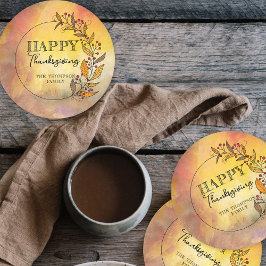 ドードルリースとベリー葉感謝祭の ラウンドペーパーコースター