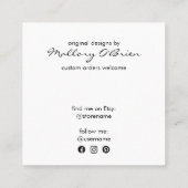 ドードルリースハートと葉の手作り スクエア名刺 (裏面)