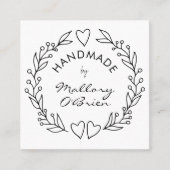 ドードルリースハートと葉の手作り スクエア名刺 (正面)