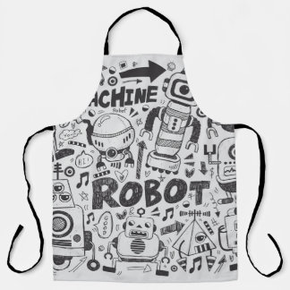 ドードルロボットイラストレータースケッチ エプロン
