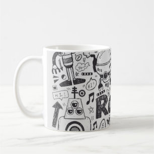 ドードルロボットイラストレータースケッチ コーヒーマグカップ