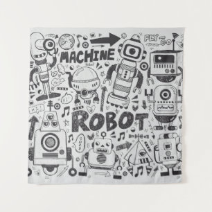 ドードルロボットイラストレータースケッチ タペストリー