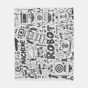 ドードルロボットイラストレータースケッチ フリースブランケット
