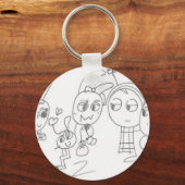 ドードル予測できなスタイルアンテナ友達グラフィックティー キーホルダー (正面)
