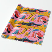 ドードル入り模様の動物ラッピング紙 ラッピングペーパー (アンロールド)