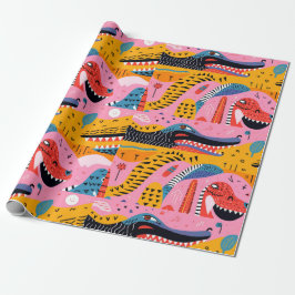 ドードル入り模様の動物ラッピング紙 ラッピングペーパー