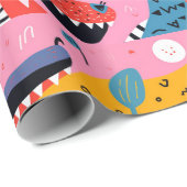 ドードル入り模様の動物ラッピング紙 ラッピングペーパー (ロールコーナー)