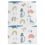 ドードル動物のおもしろいパターン ミディアムペーパーバッグ (裏面)