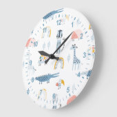 ドードル動物のおもしろいパターン ラージ壁時計 (傾斜)