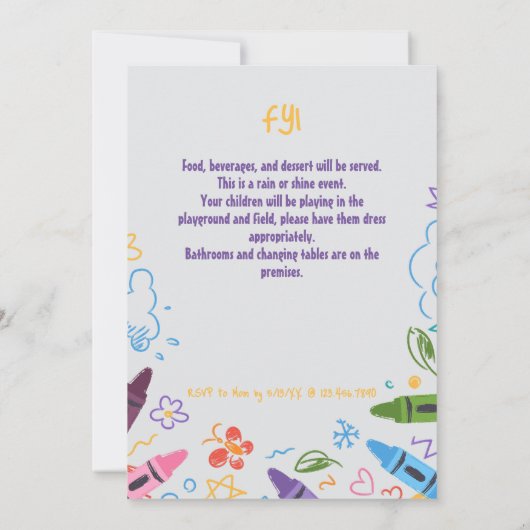 ドードル幼稚園卒業パーティー招待状 招待状 (裏面)