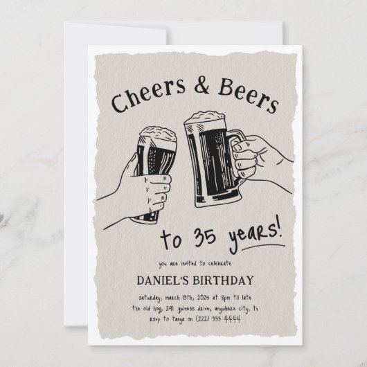 ドードル応援とベアーズ任意の年の大人の誕生日 招待状 (正面)