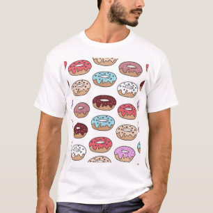ドードル数々のカラーのドーナツの背景。 Tシャツ