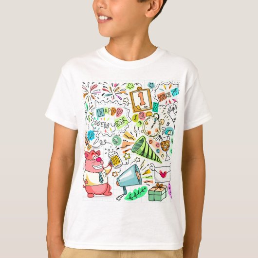 ドードル新年パーティーお祝い Tシャツ (正面)