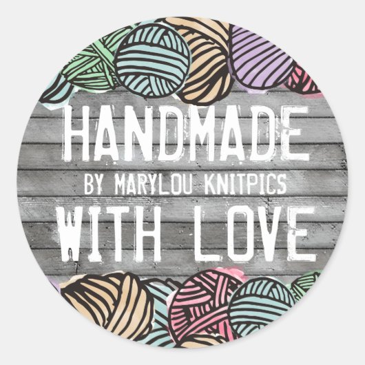 ドードル水色の糸の編み物かぎ ラウンドシール (正面)