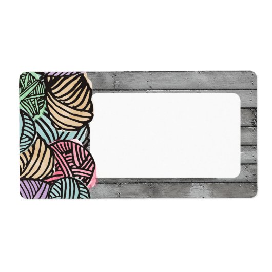 ドードル水色の糸の編み物かぎ ラベル (正面)