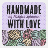 ドードル水色の糸の編み物クロチェットホームズパン スクエアシール (正面)