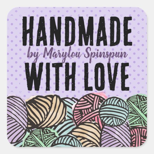 ドードル水色の糸の編み物クロチェットホームズパン スクエアシール (正面)