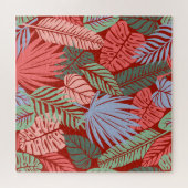 ドードル熱帯葉の：暗い手描き ジグソーパズル (横)