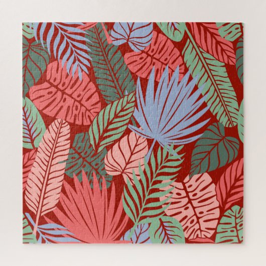 ドードル熱帯葉の：暗い手描き ジグソーパズル (縦)