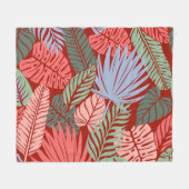 ドードル熱帯葉の:暗い手描き フリースブランケット (正面(横))