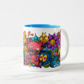 ドードル熱狂するマンガコーヒーマグ ツートーンマグカップ (正面右)