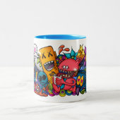 ドードル熱狂するマンガコーヒーマグ ツートーンマグカップ (中央)